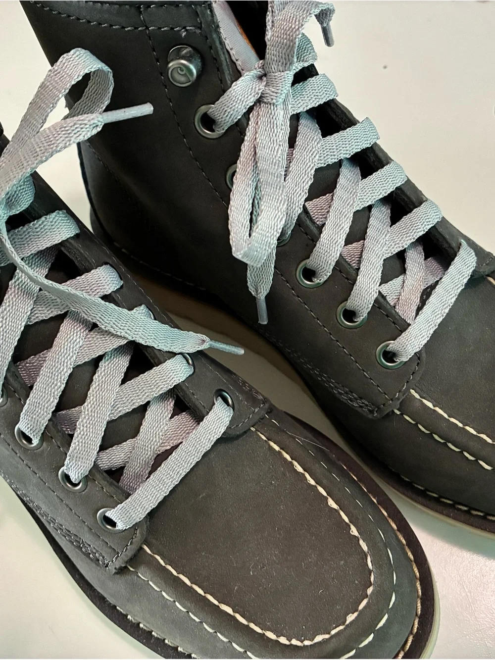 Men's Dark Gray Carhartt Lace-Up Moc Toe Work Boots - White Lug Sole
